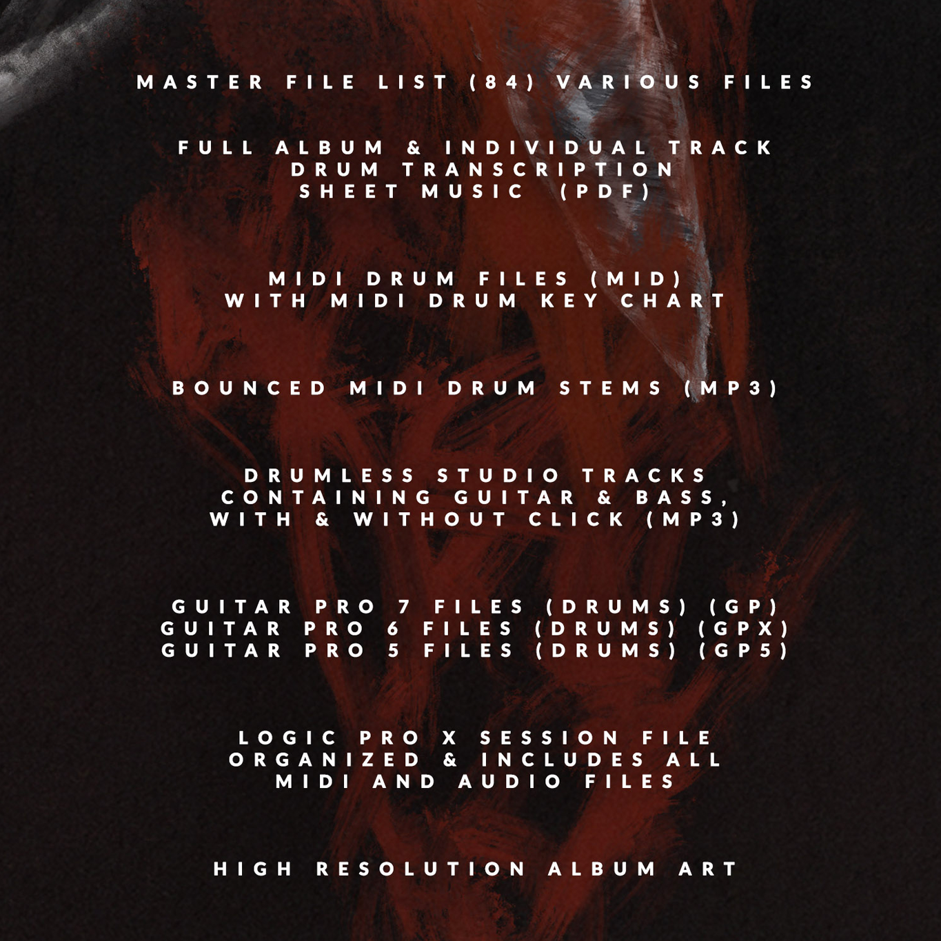 List of assets inside the "Nothing Left to Love Drum Bundle" on album artwork.
