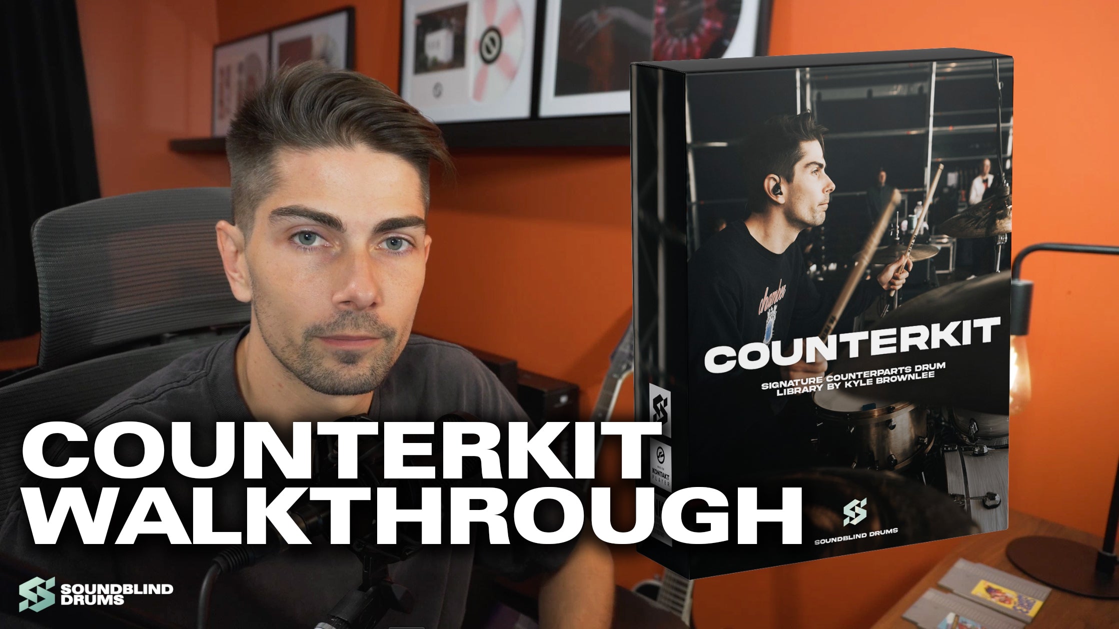 Video thumbnail of a photo of Kyle Brownlee in his studio and the boxart of Counterkit with a large title overlayed.