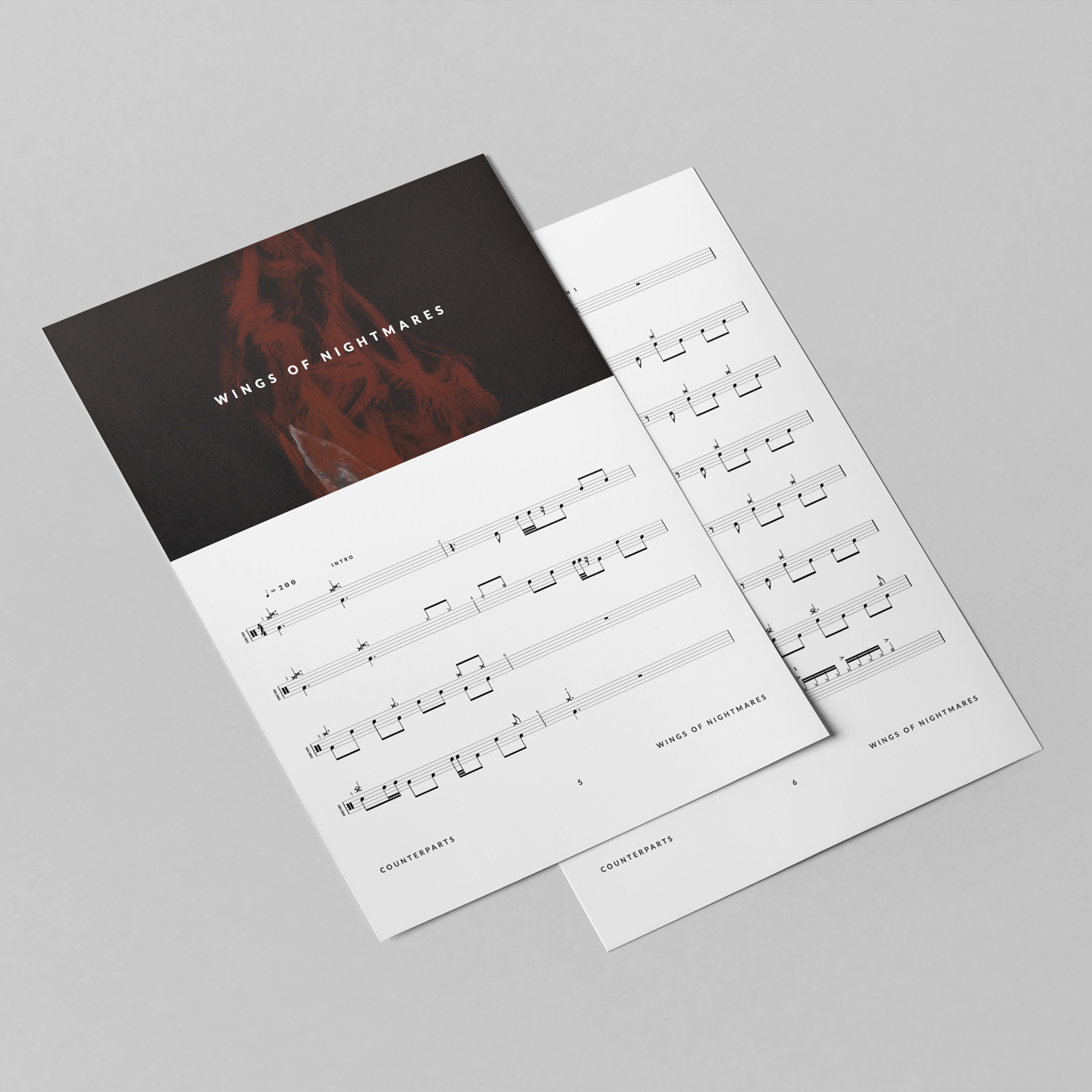Drum sheet music notation paper of Wings of Nightmares from the NLTL bundle.